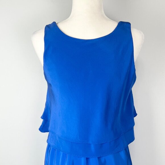 Amanda Uprichard Womens Blue Silk Sleeveless Mini Dress Tiered Waist size Small - Picture 5 of 8